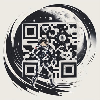 Astronaut on Moon Tattoo Ink QR Code for Temporary Tattoos