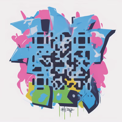 Blue Pink Graffiti Lettering QR Code for Stickers — image 1