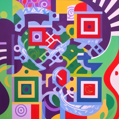 Colorful Geometric Mural Abstract QR Code for Posters