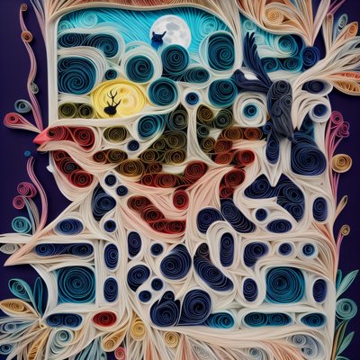 Quilled Paper Deer and Moon QR Code Art