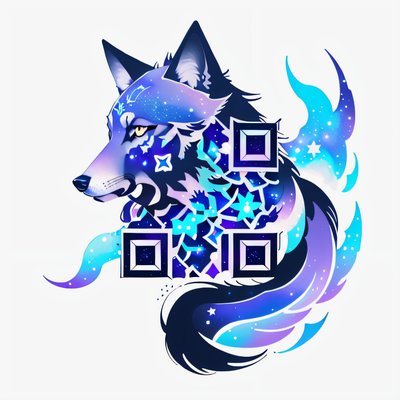 Galaxy Wolf Tattoo Style QR Code for Temporary Tattoos