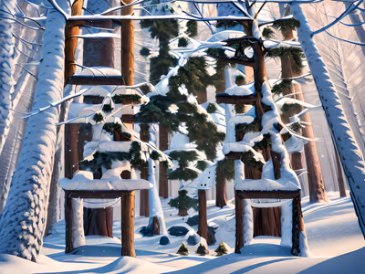 Snowy Winter Forest Digital Painting QR Code Art — image 1