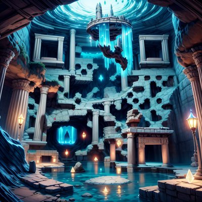 Underground Crystal Cavern Ruins QR Code for Posters
