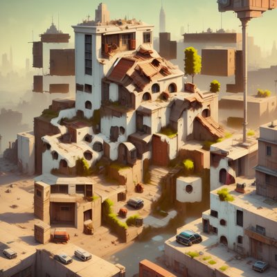 Post Apocalyptic City Concept Art QR Code for Posters