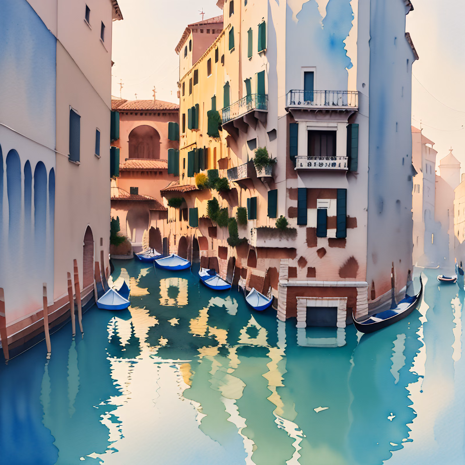 Venice Canal Gondolas Watercolor QR Code for Posters — image 1