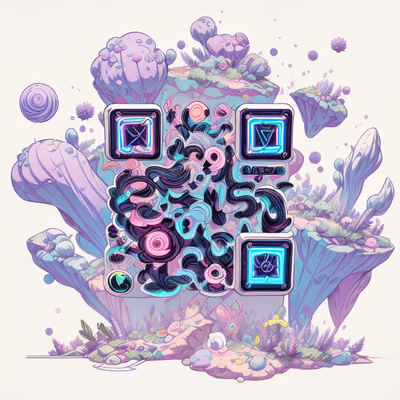 Floating Island Surreal Game Art QR Code for Stickers — image 1