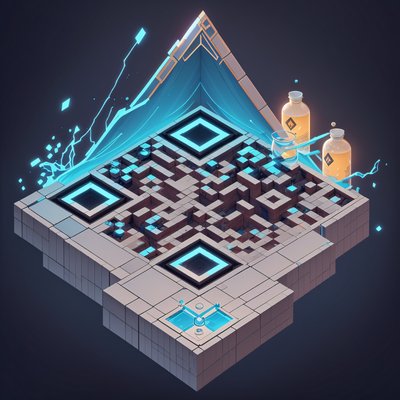 Isometric Alchemist Lab Game Art QR Code for Posters