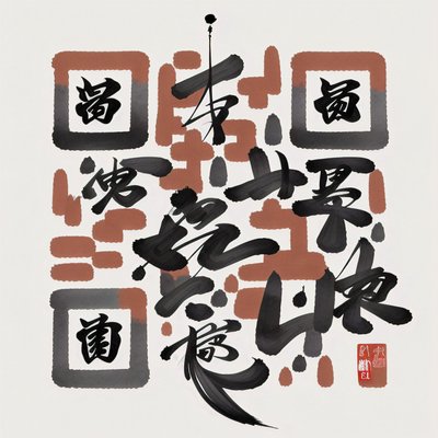 Kanji Brush Calligraphy Ink Lettering QR Code Art