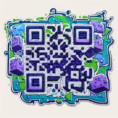 Граффити-буквы и кубы: QR-код в виде наклейки — изображение 1