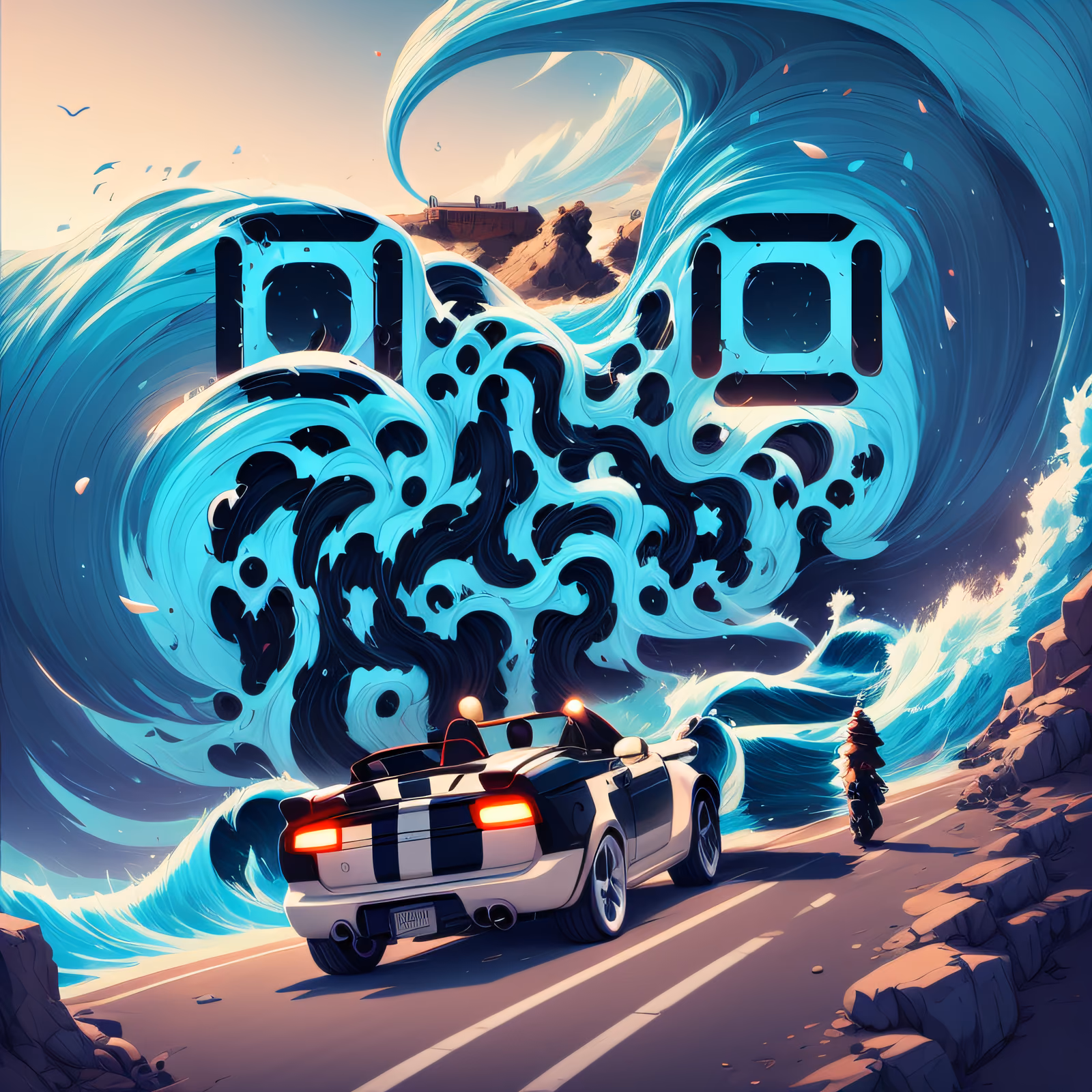 Convertible Giant Wave Game Art QR Code for Posters — image 1