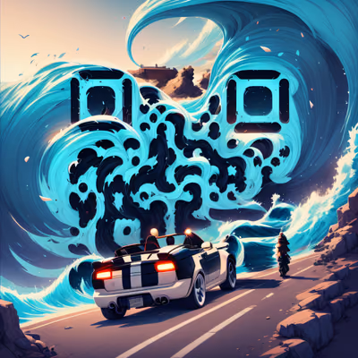 Convertible Giant Wave Game Art QR Code for Posters — image 1