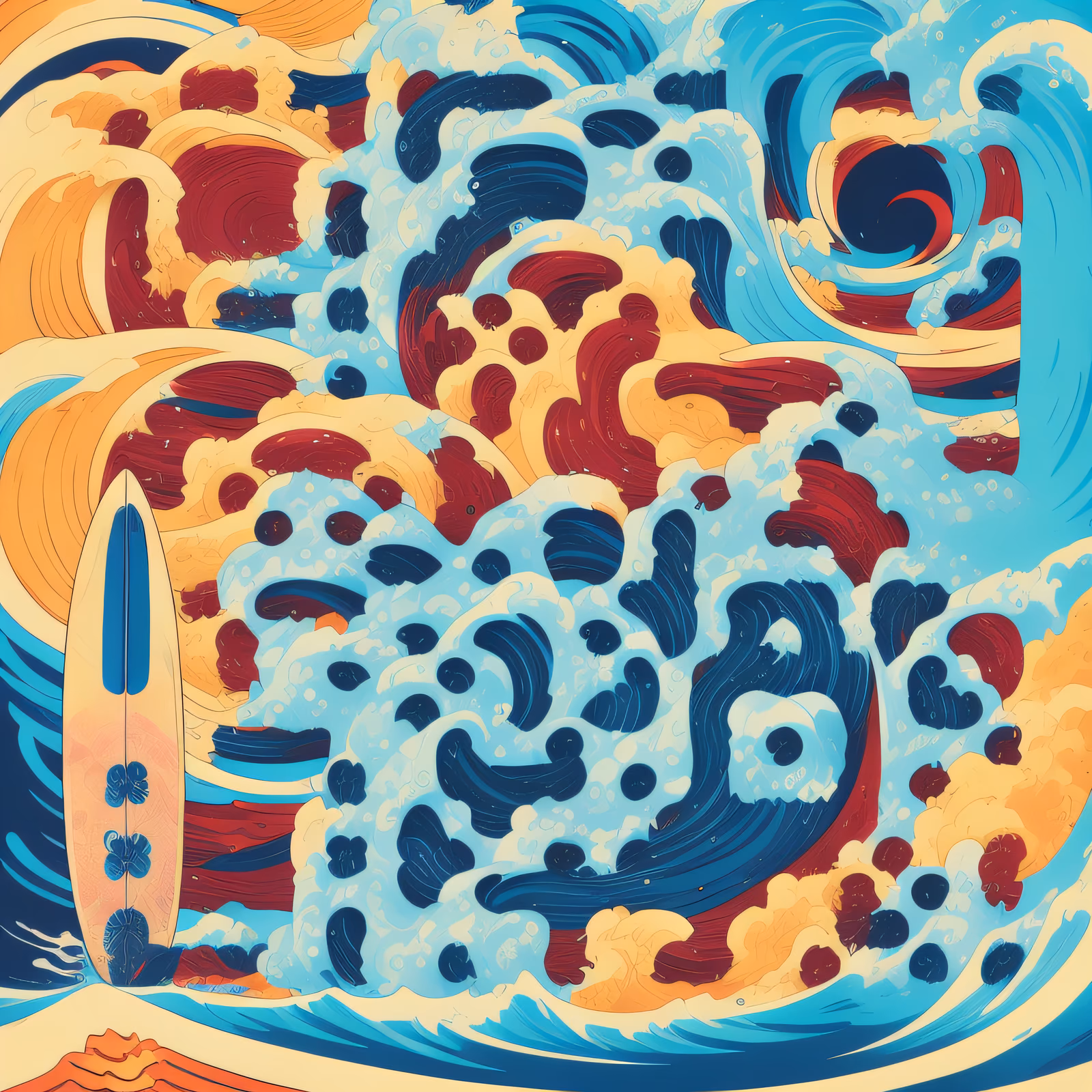 Psychedelic Surf Waves Vector QR Code for Posters — image 1