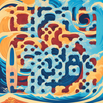 Psychedelic Surf Waves Vector QR Code for Posters — image 1
