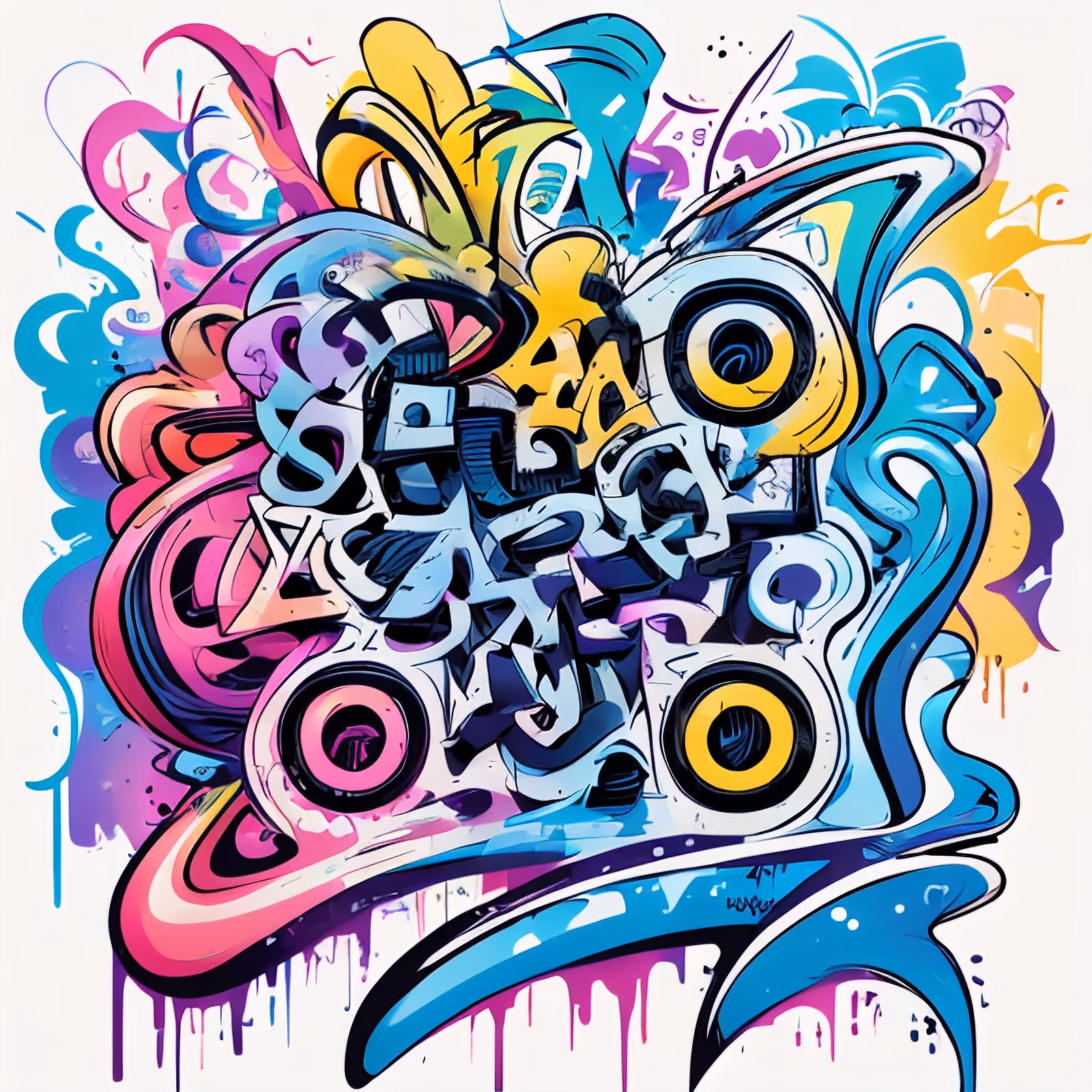 Colorful Graffiti Lettering Symbol QR Code for Apparel — image 1