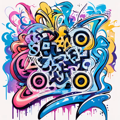 Colorful Graffiti Lettering Symbol QR Code for Apparel — image 1