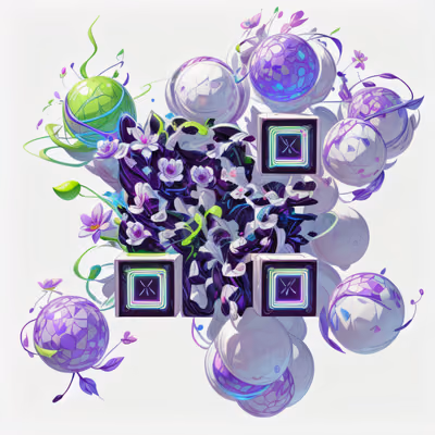 Neon Floral Spheres Game Art QR Code for Stickers — image 1