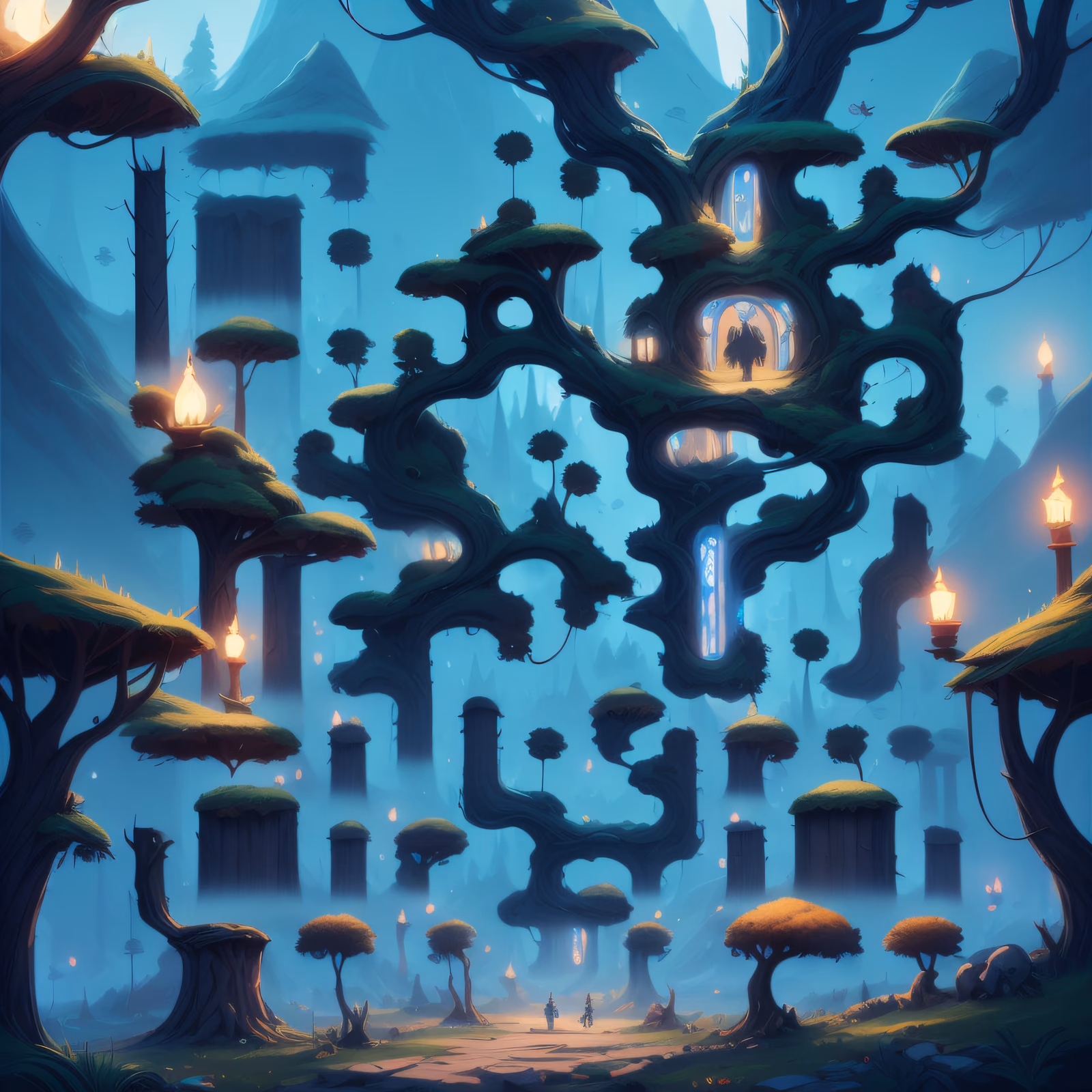 Волшебный туманный лес: QR-код в стиле игровой графики для постеров — изображение 1