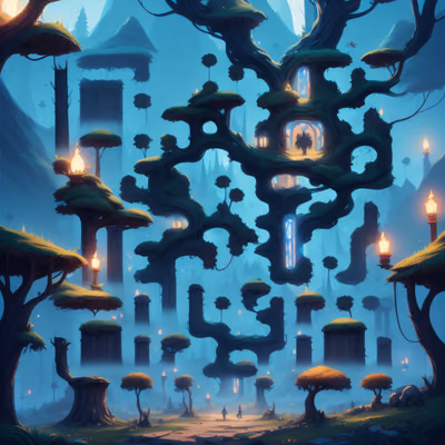 Волшебный туманный лес: QR-код в стиле игровой графики для постеров — изображение 1