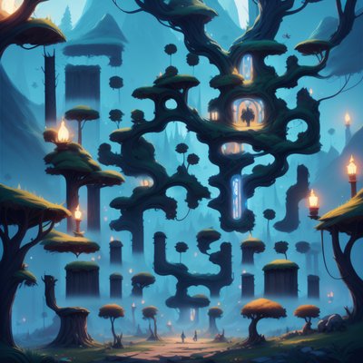 Enchanted Misty Forest Game Art QR Code for Posters