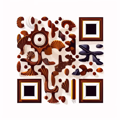Коричневые морские ракушки: векторный узор QR-код для упаковки — изображение 1