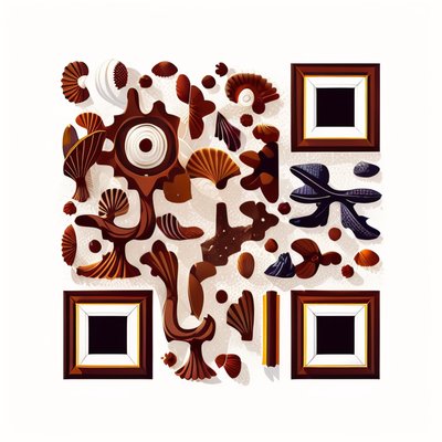 Коричневые морские ракушки: векторный узор QR-код для упаковки