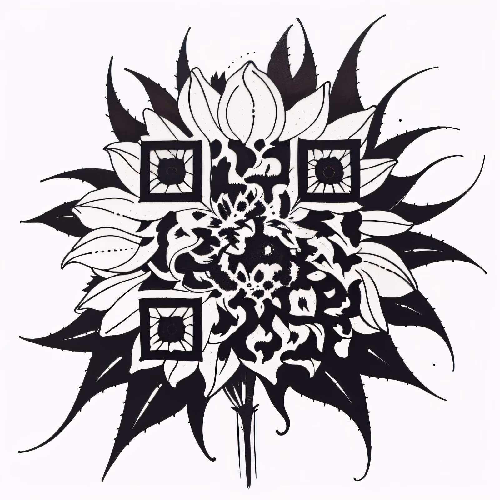 Sunflower Ink Tattoo QR Code for Temporary Tattoos — image 1