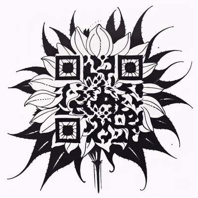 Sunflower Ink Tattoo QR Code for Temporary Tattoos — image 1