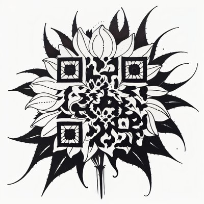 Sunflower Ink Tattoo QR Code for Temporary Tattoos