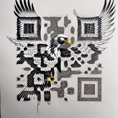 Eagle Ink Tattoo Style QR Code for Temporary Tattoos