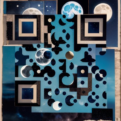 Moon Phases Night Sky Collage QR Code for Posters