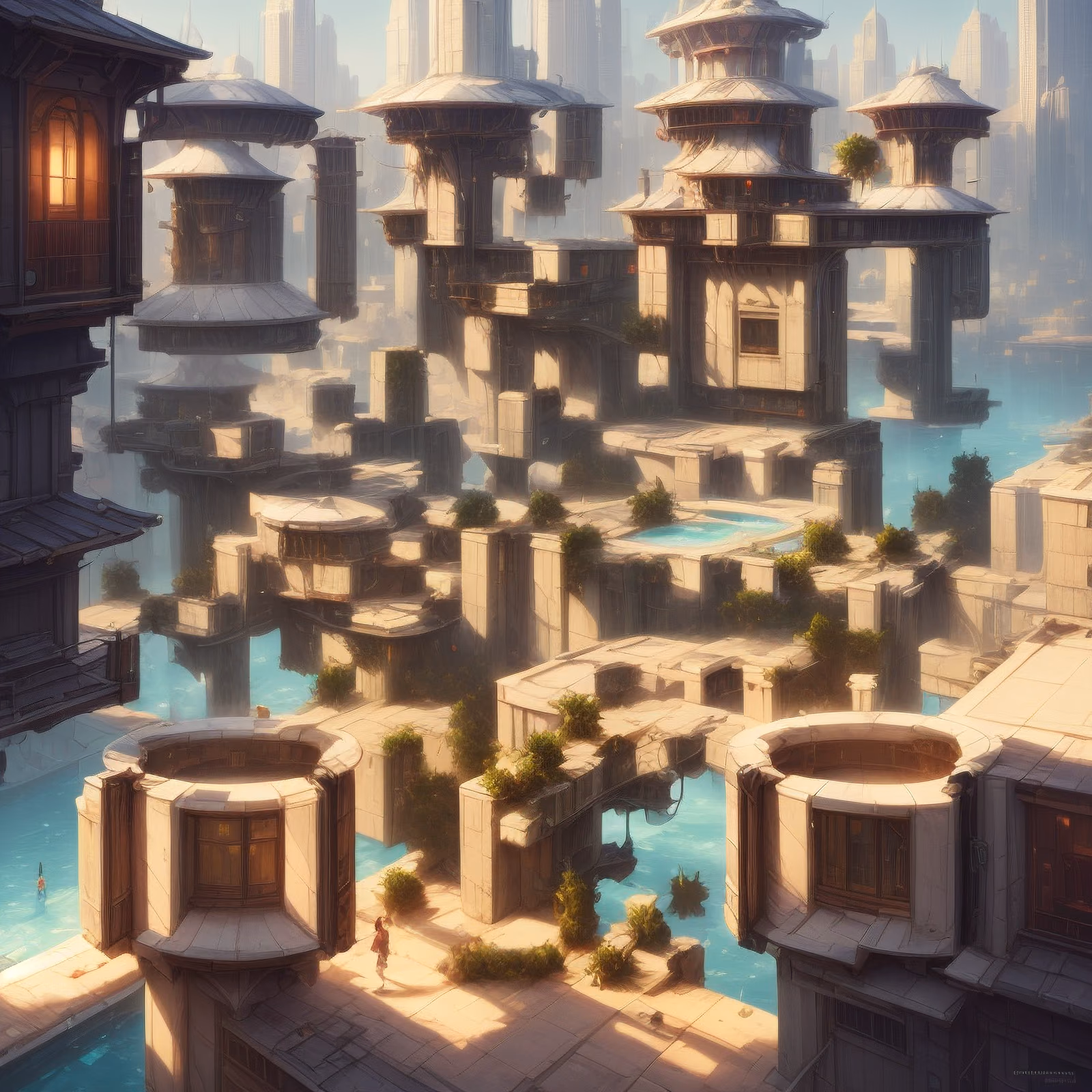 Futuristic Water City Concept Art QR Code for Posters — image 1
