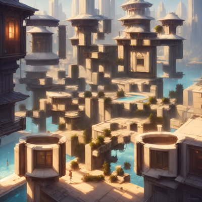 Futuristic Water City Concept Art QR Code for Posters — image 1