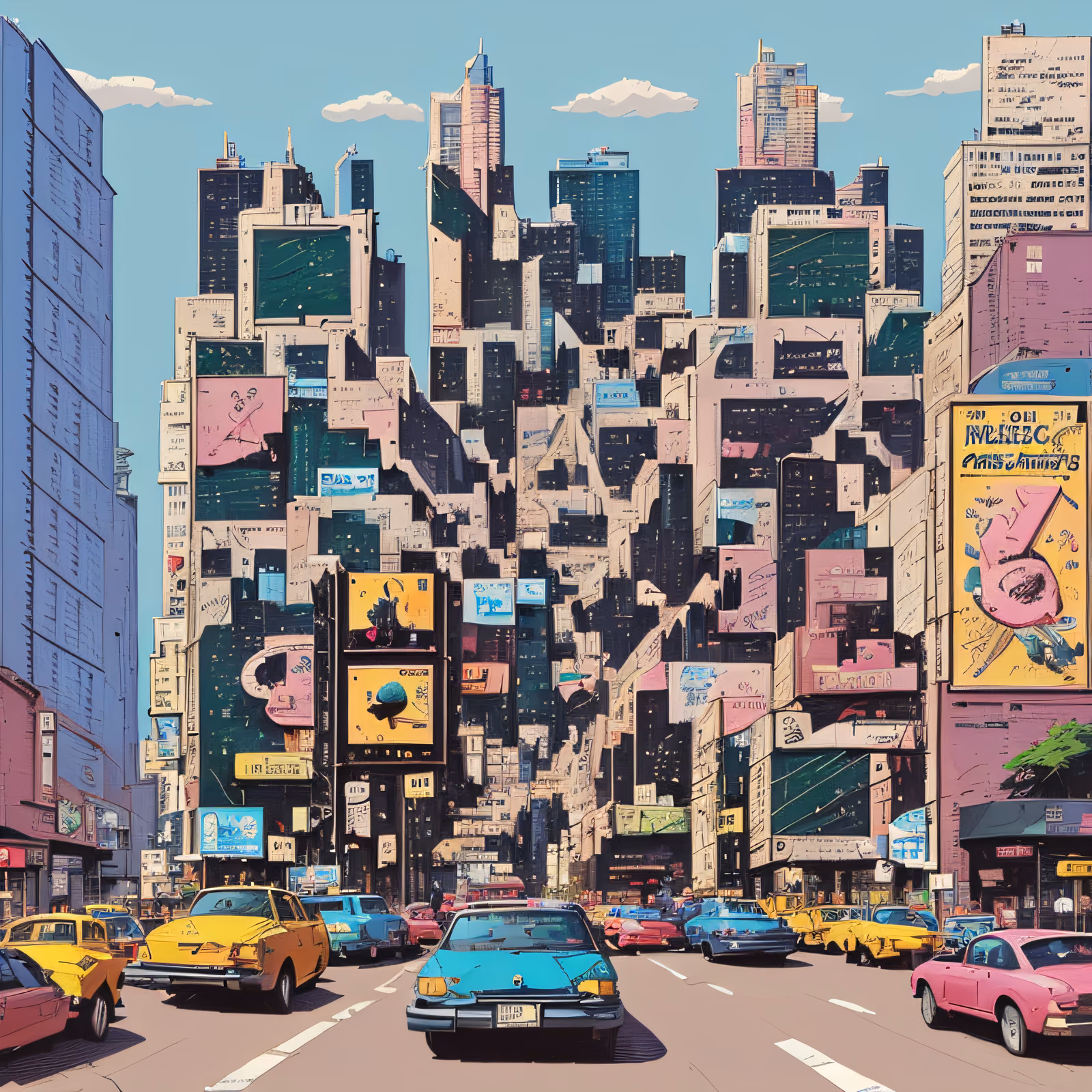 City Street Traffic Comic Style QR Code for Posters — image 1