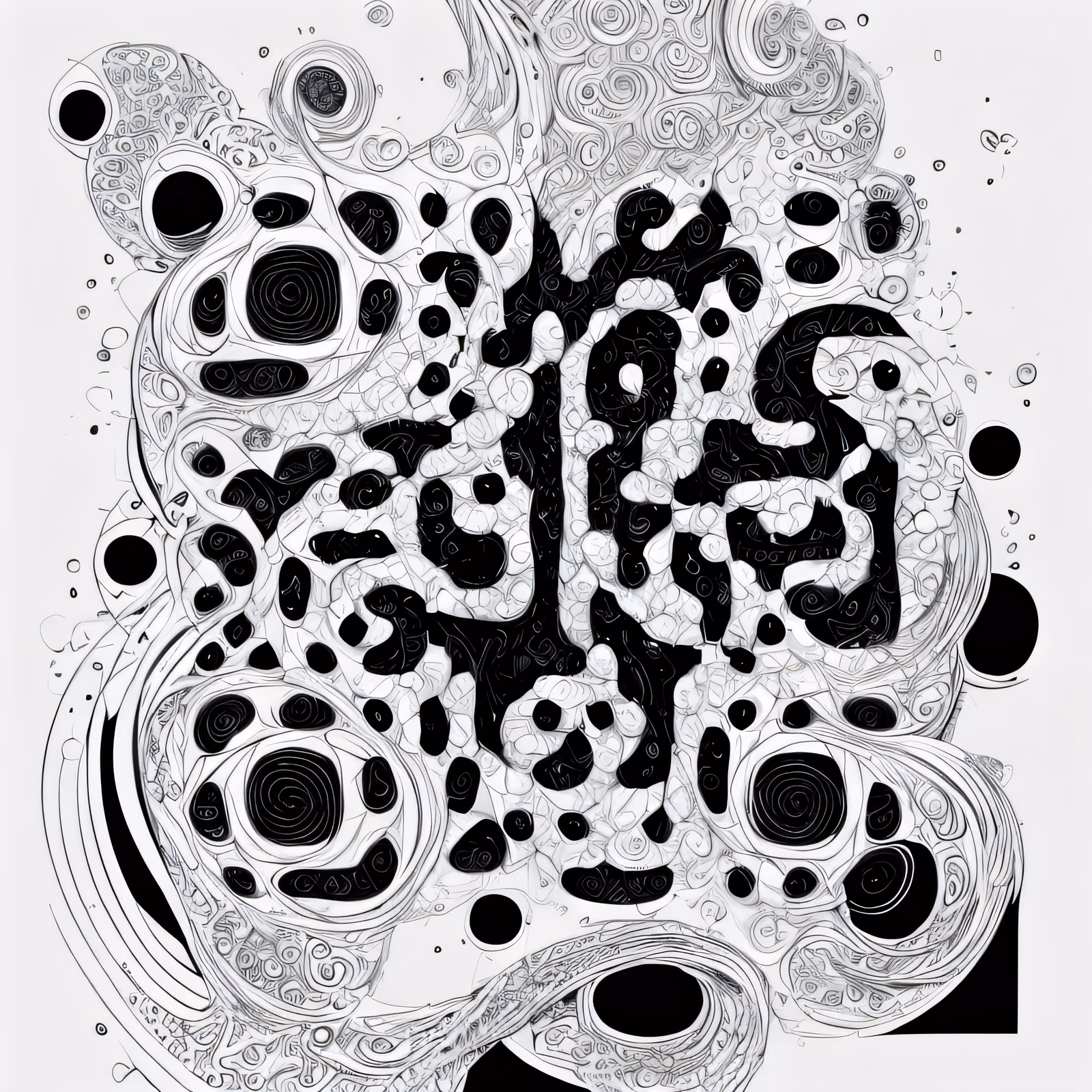 旋涡黑白禅绕画二维码艺术 — 图片 1