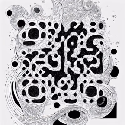 旋涡黑白禅绕画二维码艺术 — 图片 1