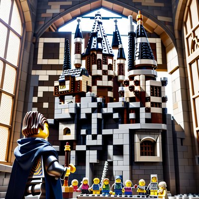 Brick Castle Minifigure Scene QR Code Art