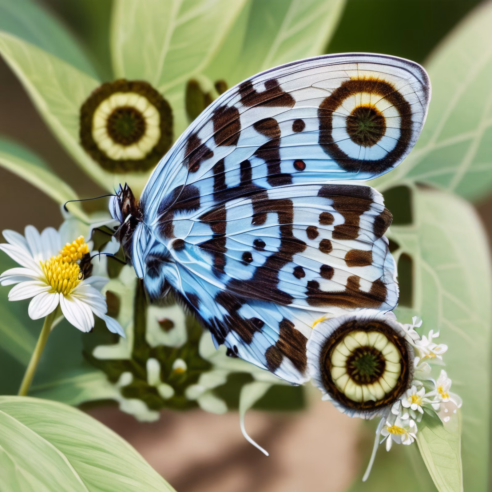 Blue Butterfly on Daisy Realistic QR Code Art — image 1
