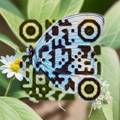 Blue Butterfly on Daisy Realistic QR Code Art