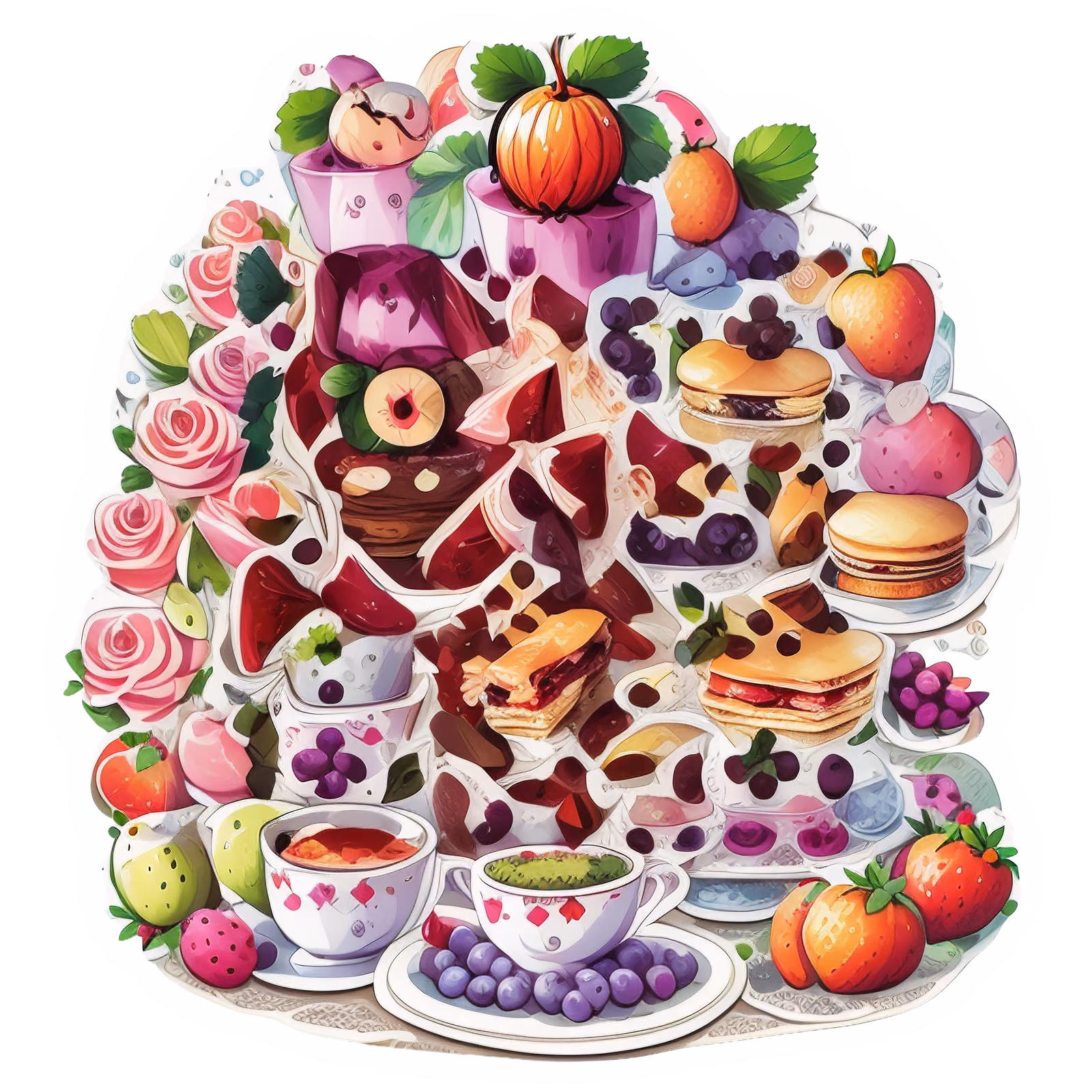 Tea Time Desserts Vector QR Code for Stickers — image 1