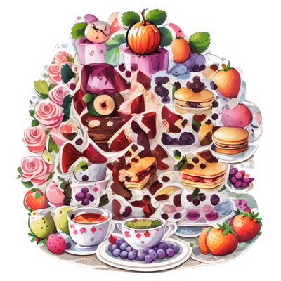Tea Time Desserts Vector QR Code for Stickers — image 1