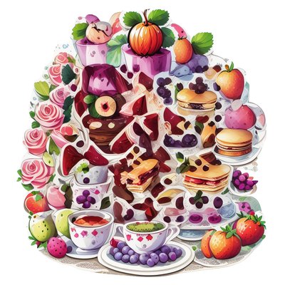 Tea Time Desserts Vector QR Code for Stickers