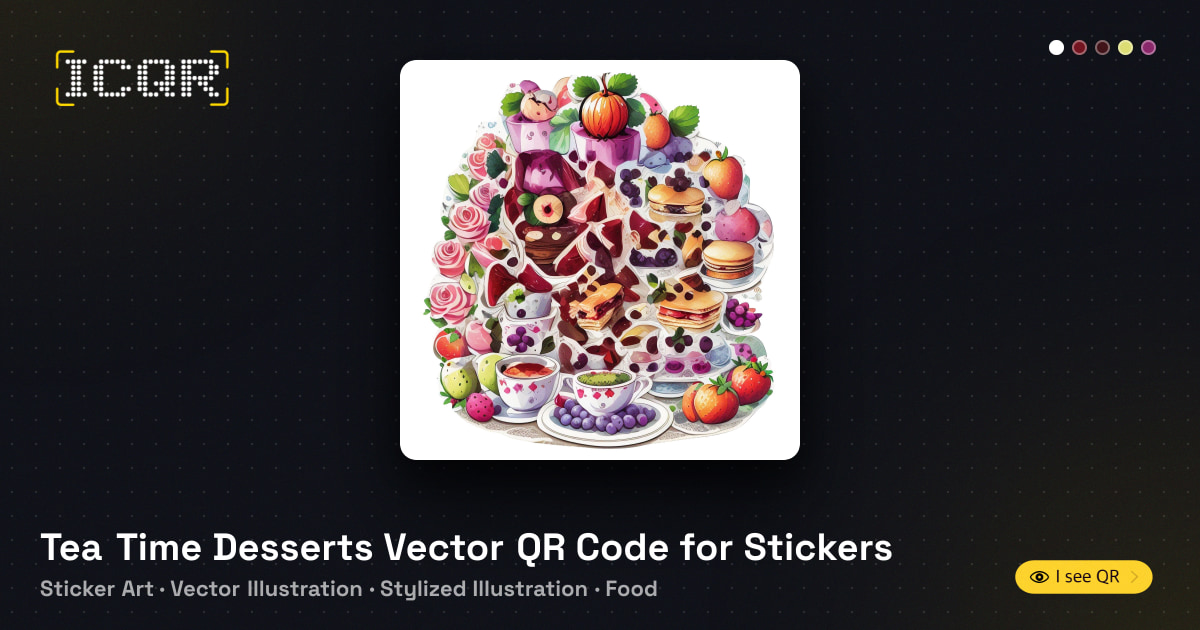 Whare Vector Tea Time Desserts Vector QR Code for Stickers • ICQR
