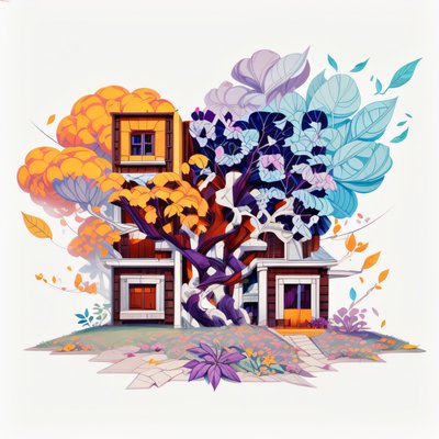 Overgrown Tree House Game Art QR Code for Posters