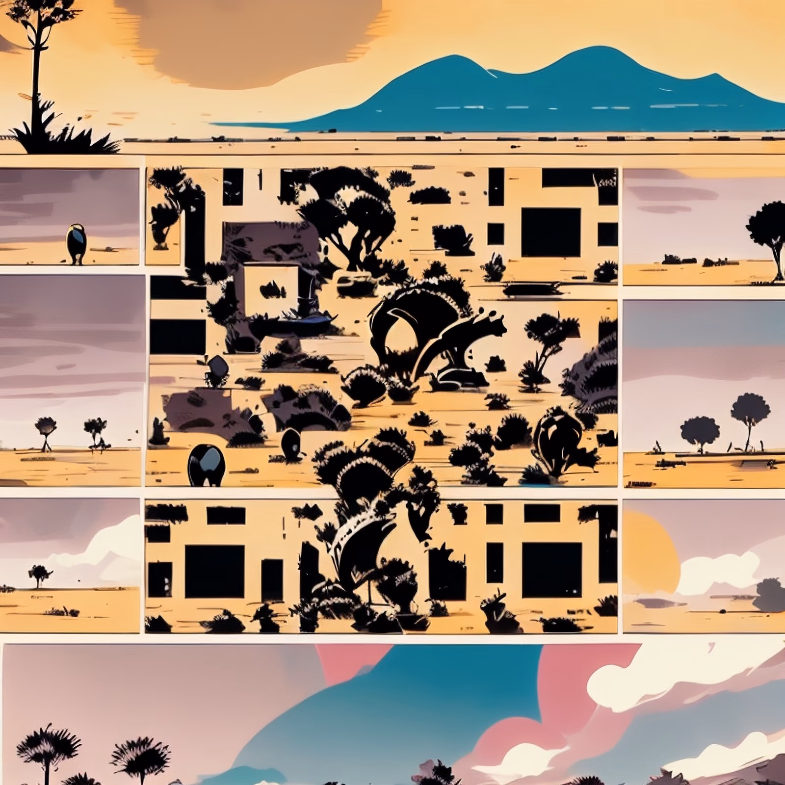 草原漫画分镜板故事板二维码艺术海报设计 — 图片 1