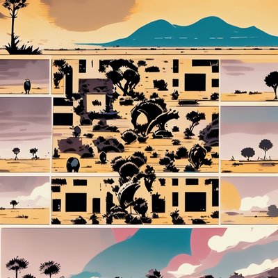 Savanna Comic Panels Storyboard QR Code for Posters