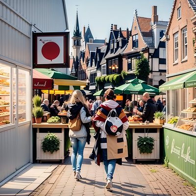 Dutch Market Street Realistic QR Code for Posters