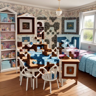 Sunny Playroom Interior Digital Painting QR Code Art