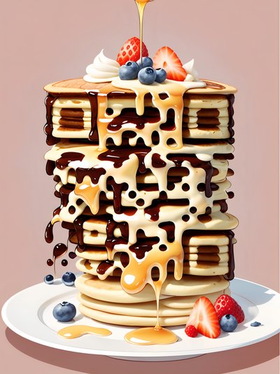 Pancake Stack Cartoon QR Code for Restaurant Menus