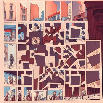 Comic Panel Street Scene QR Code for Book Covers — image 1