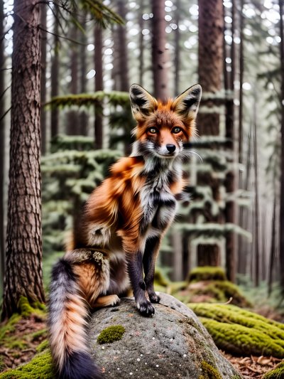 Red Fox Forest Photo QR Code Art